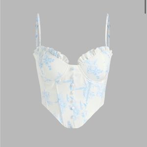 Cider Floral Ruffle Corset Tank Top